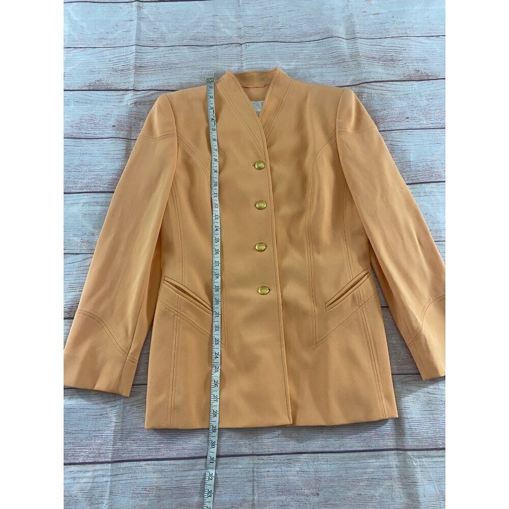 Vintage Escada By Margaretha Ley Orange Creamsicle Button Front Wool Coat - 38 - Picture 14 of 14